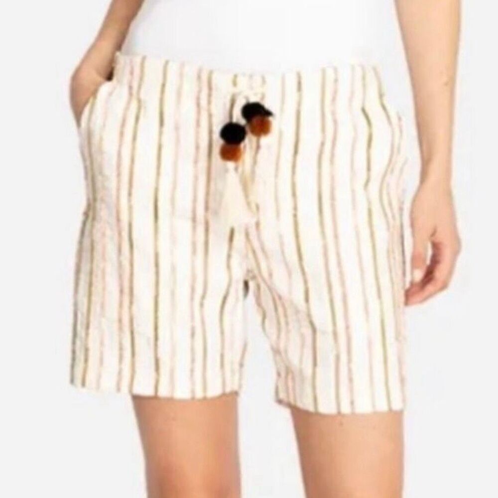 Johnny Was Workshop Yurt Embroidered Striped Shorts Size S